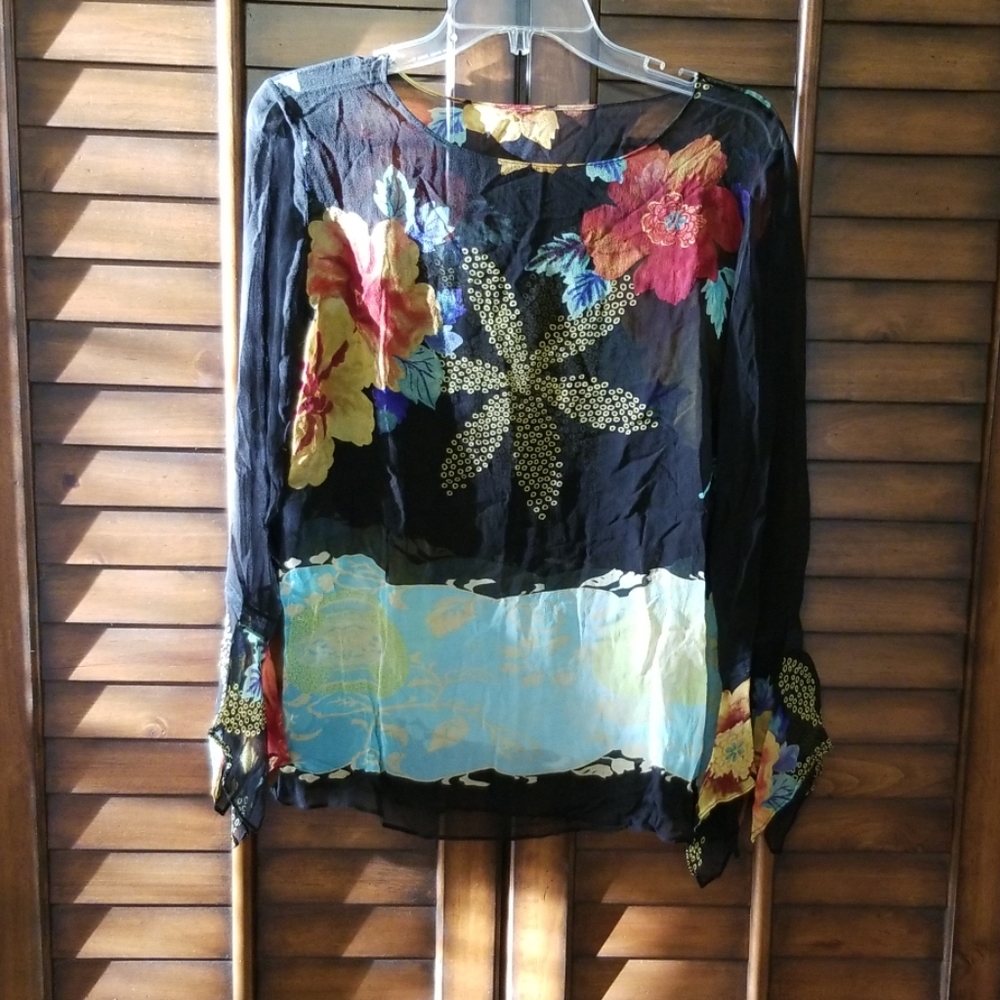 Sheer silk blouse M
